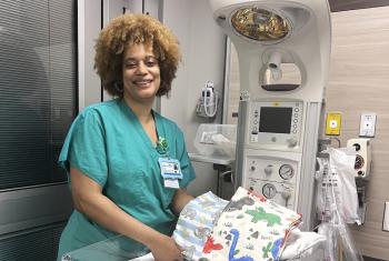 Tracy Estrich sews baby blankets for newborns and their families.